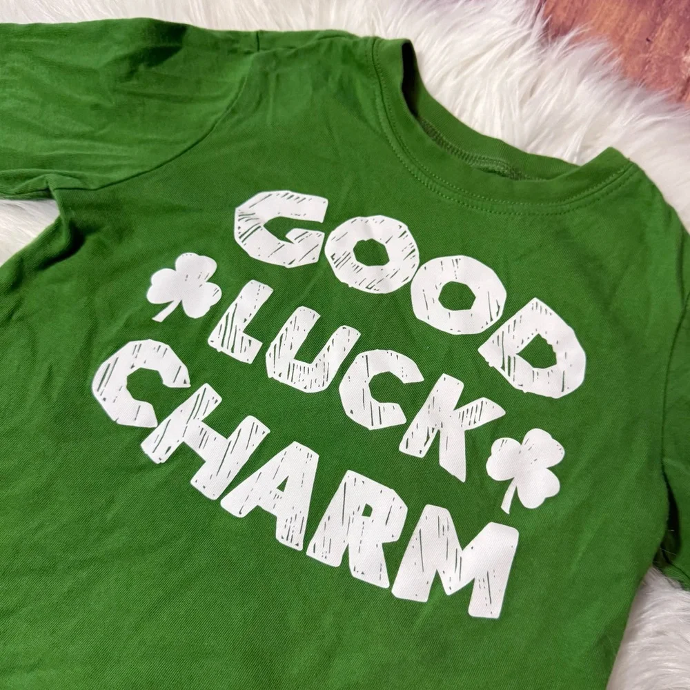 Carter's Youth Boy Size 6 Green 'Good Luck Charm' Long Sleeve Shirt